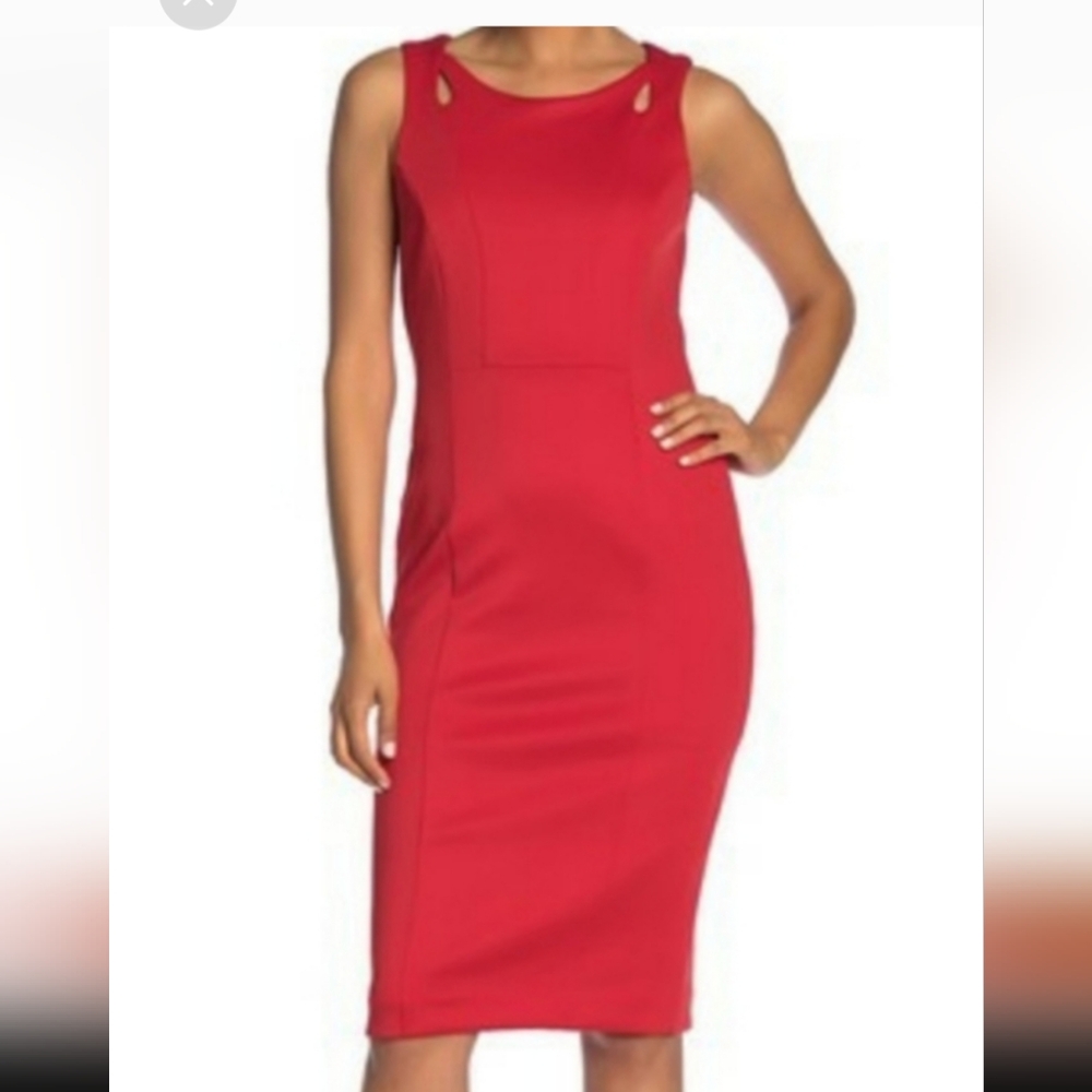 NWT, T Tahari fitted Sheath Dress, Sz 6, Geranium